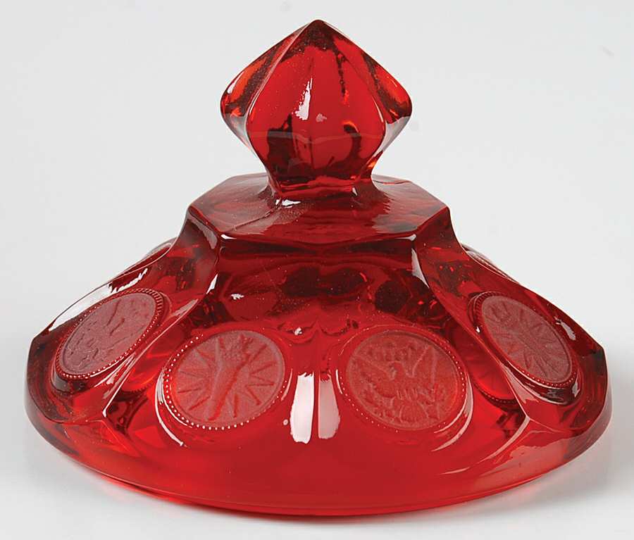 Coin Glass Ruby Lid for Wedding Bowl by Fostoria-1