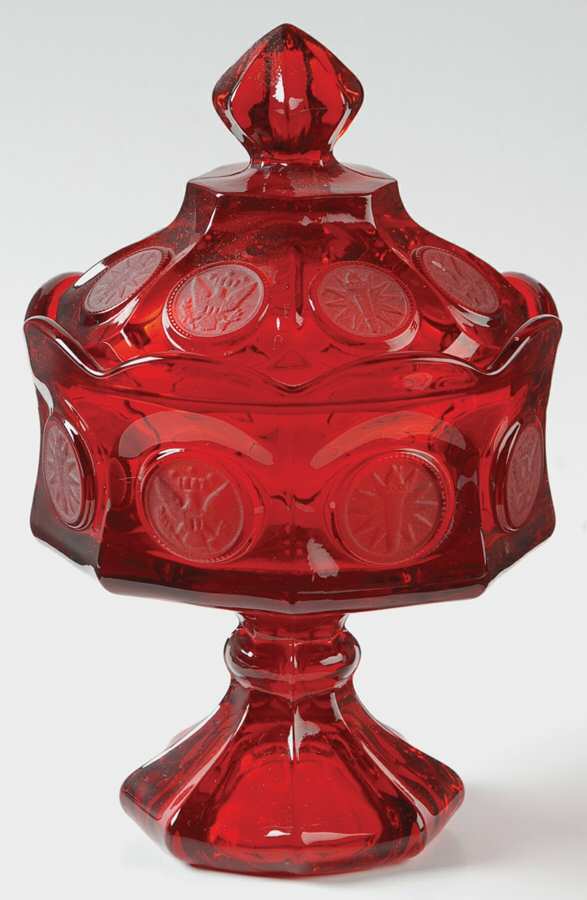 Coin Glass Ruby Wedding Bowl with Lid by Fostoria-1