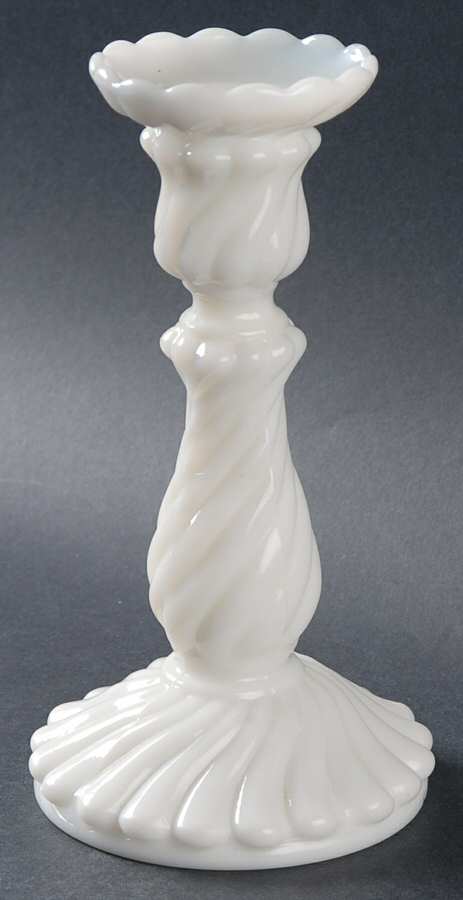 Ray Milk Glass 7" Single Light Candlestick by McKee-1