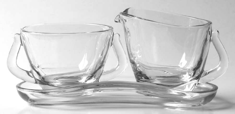 Contour Clear Creamer, Sugar and Tray Set by Fostoria-1