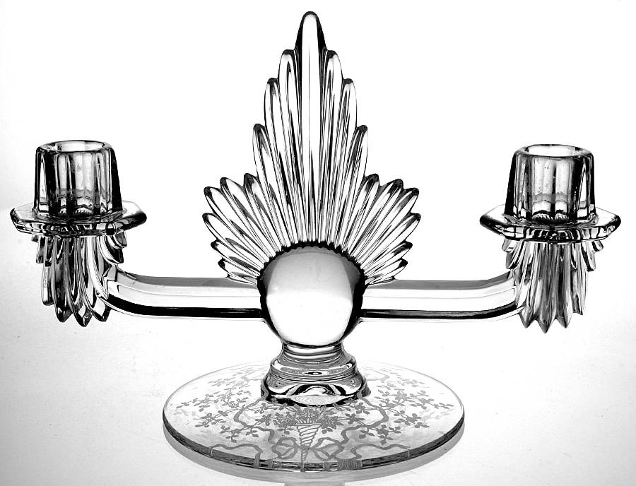 Corsage Clear Flame Double Candlestick by Fostoria-1
