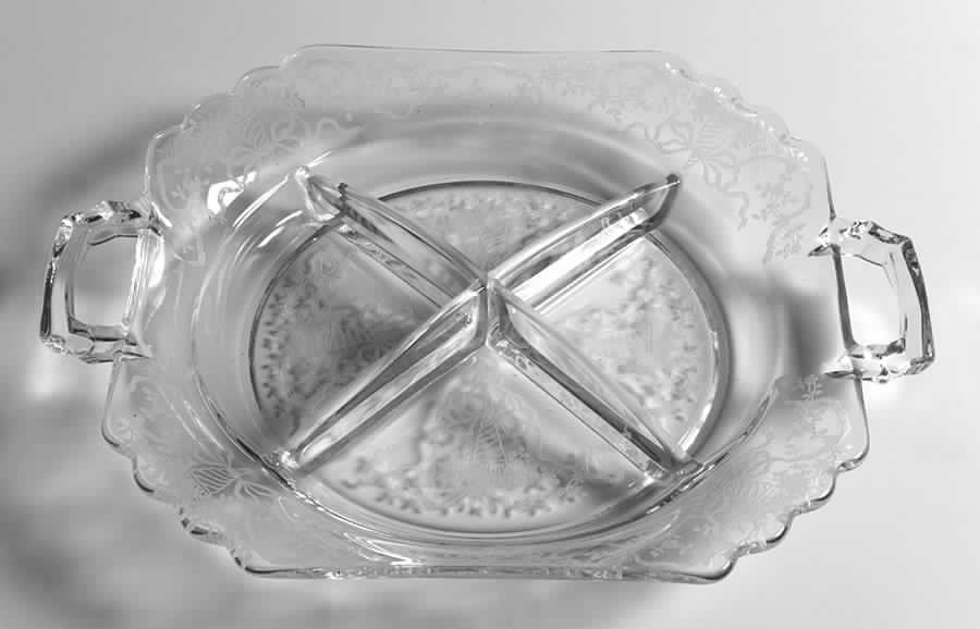Corsage Clear 10" Square 4 Part Relish by Fostoria-1
