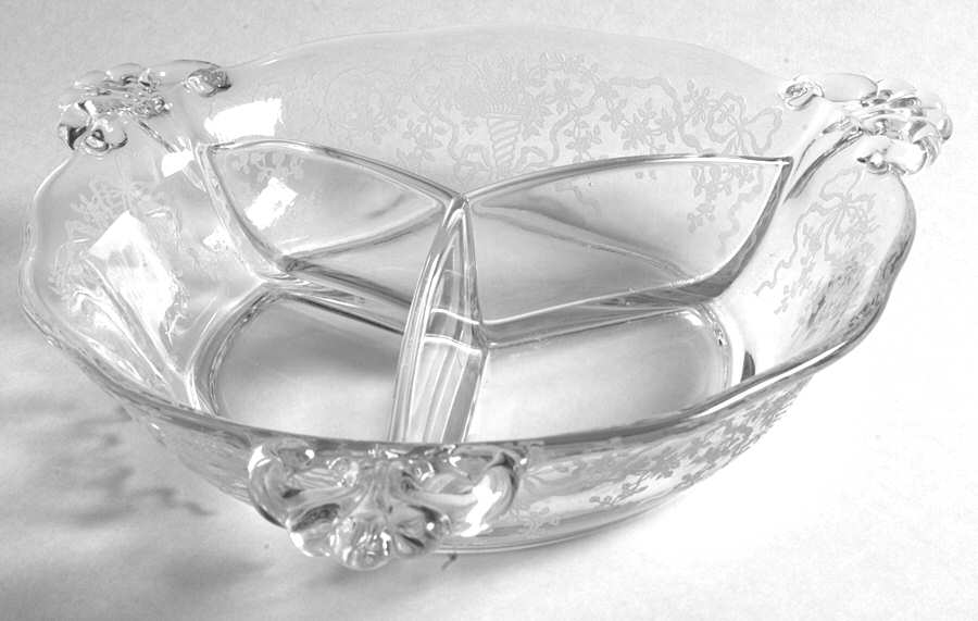 Corsage Clear 8" Round 3 Part Relish by Fostoria-1