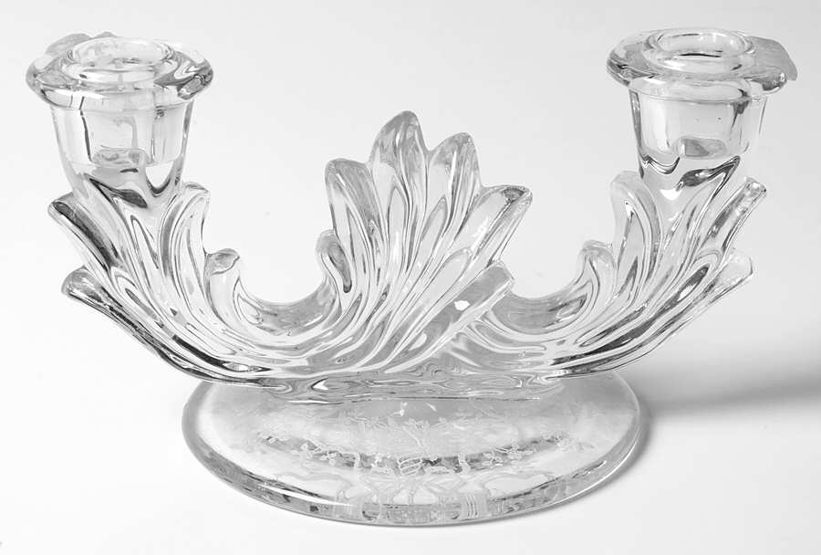 Corsage Clear Double Candlestick (Baroque Shape) by Fostoria-1