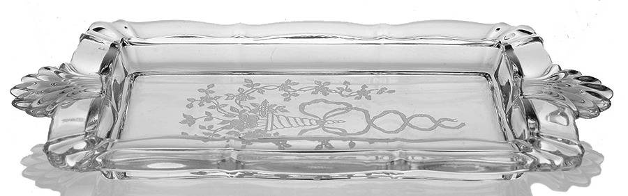Corsage Clear Rectangular Handled Tray (Baroque Shape) by Fostoria-1