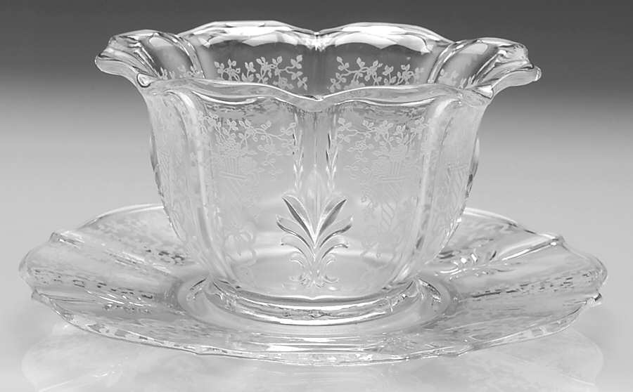 Corsage Clear Mayonnaise Bowl & Underplate(Baroque Shape) by Fostoria-1
