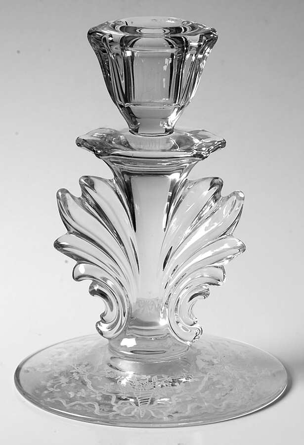 Corsage Clear 5" Candlestick (Baroque Shape) by Fostoria-1