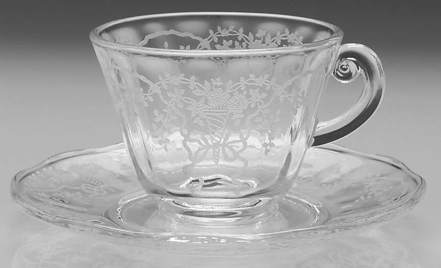 Corsage Clear Cup & Saucer Set by Fostoria-1