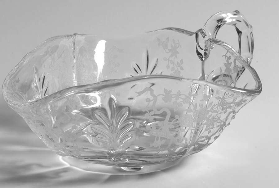 Corsage Clear 1 Handle Triangular Nappy (Baroque Shape) by Fostoria-1