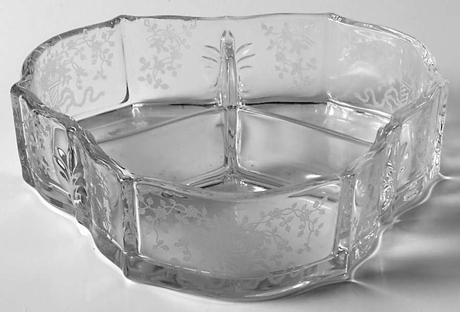 Corsage Clear Baroque 3 Part Candy Box No Lid by Fostoria-1