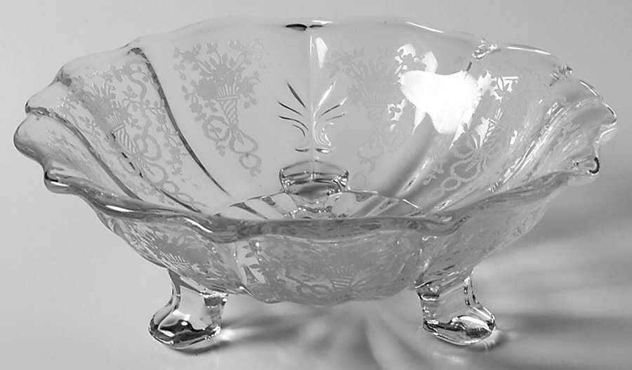 Corsage Clear 7" Three-Toed Bon Bon (Baroque Shape) by Fostoria-1