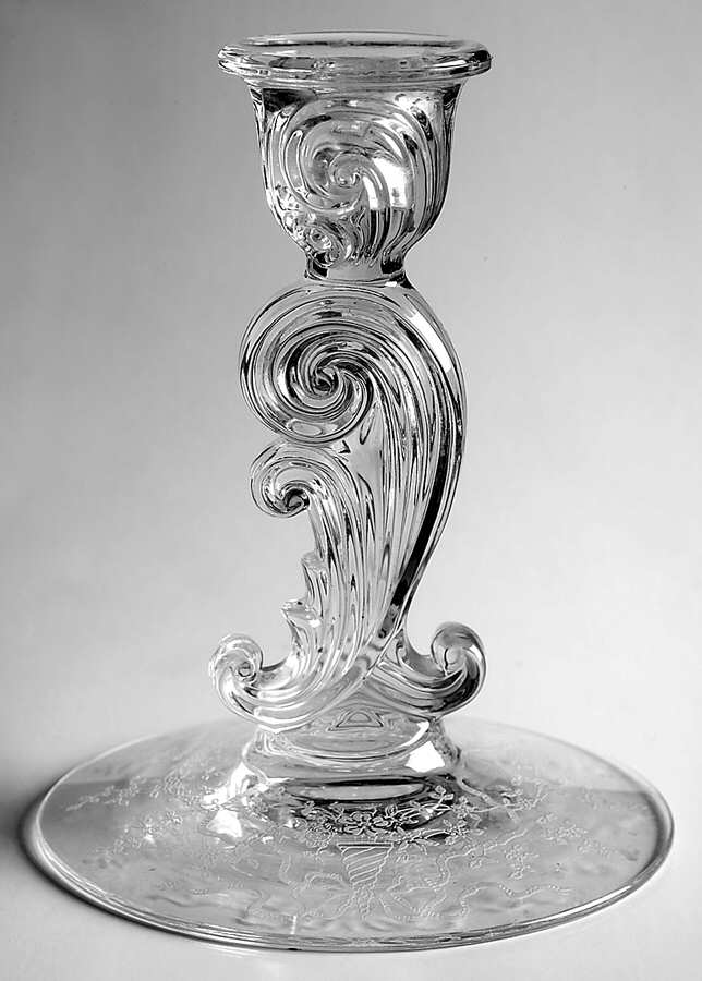 Corsage Clear 5" Single Light Candlestick by Fostoria-1