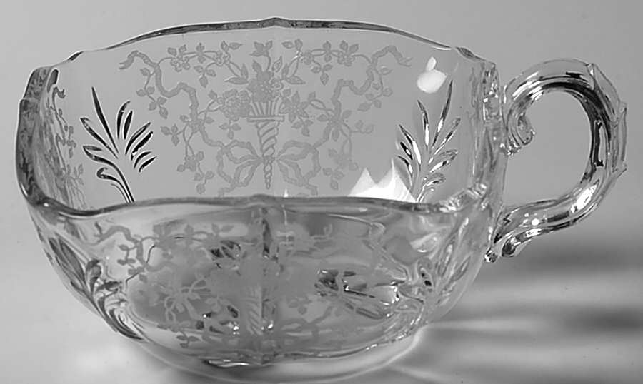 Corsage Clear 1 Handled Square Nappy (Baroque Shape) by Fostoria-1