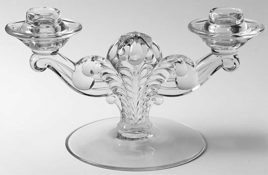 Coronet Clear Double Light Candlestick by Fostoria-1