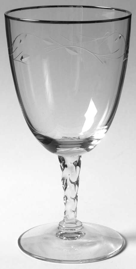 Coronet (Platinum Trim, Stem 6101, Cut 656) Water Goblet by Fostoria-1