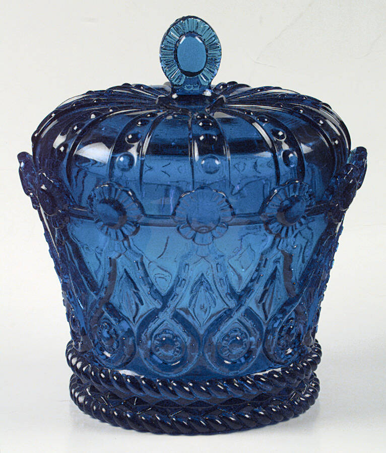 Crown Collection (Giftware) Candy Dish with Lid-Blue/2750 by Fostoria-1