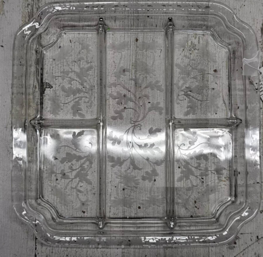 Daisy (Etched) 11" Square 5 Part Relish by Fostoria-1