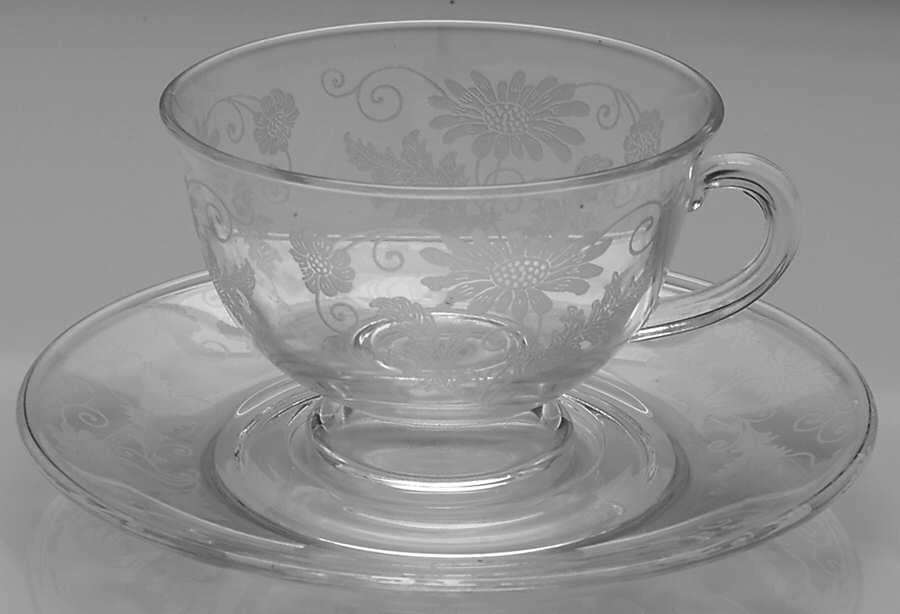 Daisy (Etched) Cup & Saucer Set by Fostoria-1