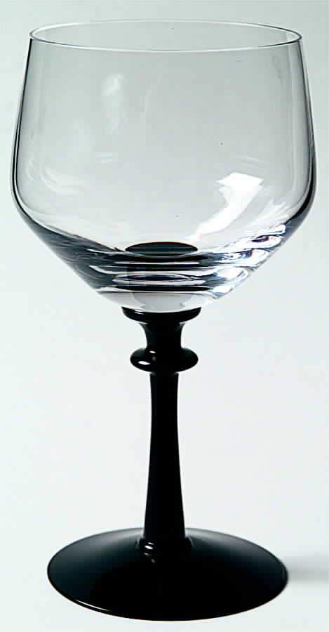 Eloquence Onyx (Black Stem, Stem 6120) Water Goblet by Fostoria-1