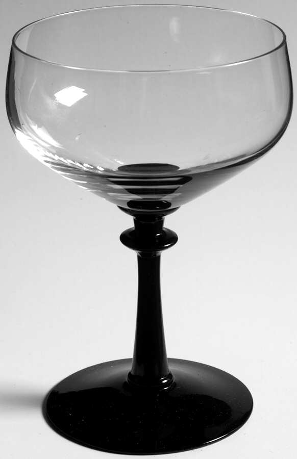 Eloquence Onyx (Black Stem, Stem 6120) Champagne/Tall Sherbet by Fostoria-1