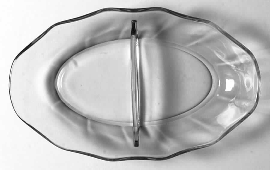 Fairfax Clear (Line 2375) 8" Oval 2 Part Relish by Fostoria-1