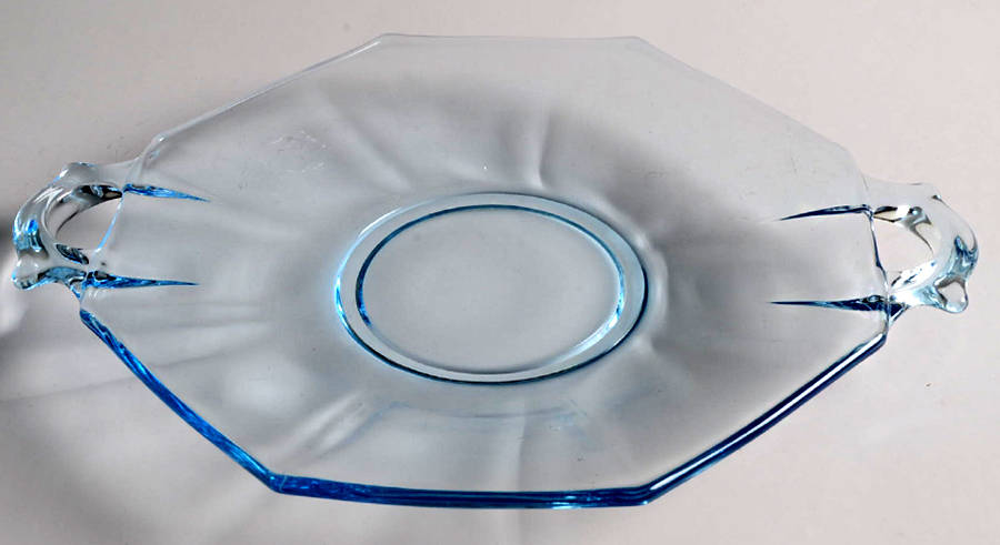 Fairfax Blue (Line 2375) Lemon Plate with Square Handle by Fostoria-1
