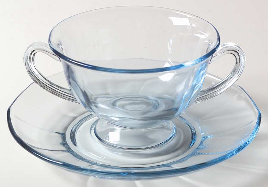 Fairfax Blue (Line 2375) Bouillon Cup & Saucer Set by Fostoria-1