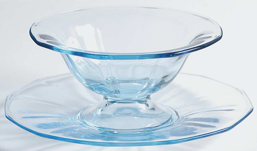 Fairfax Blue (Line 2375) Mayonnaise Bowl and Underplate by Fostoria-1