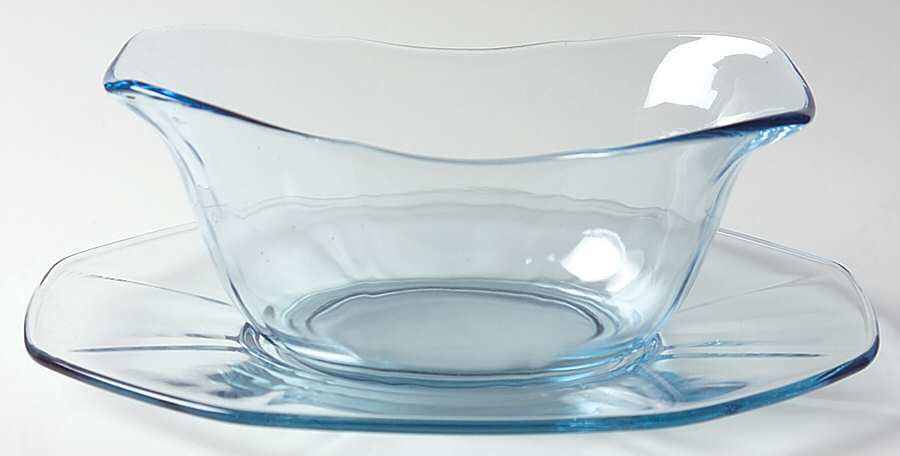 Fairfax Blue (Line 2375) Sauce Boat with Underplate by Fostoria-1