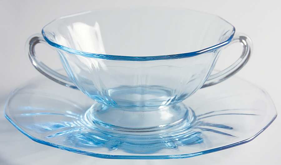Fairfax Blue (Line 2375) Cream Soup & Saucer Set by Fostoria-1
