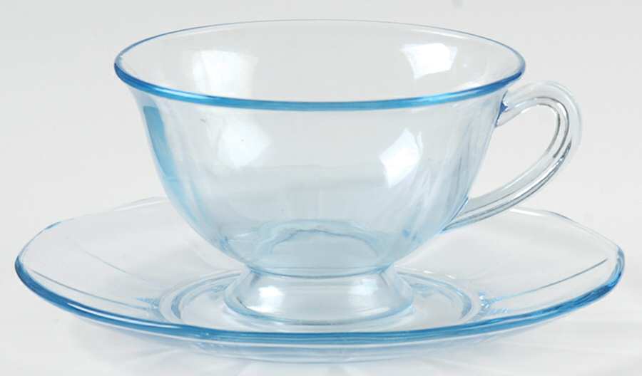 Fairfax Blue (Line 2375) Footed Cup & Saucer Set by Fostoria-1