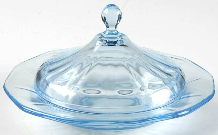 Fairfax Blue (Line 2375) Round Covered Butter by Fostoria-1
