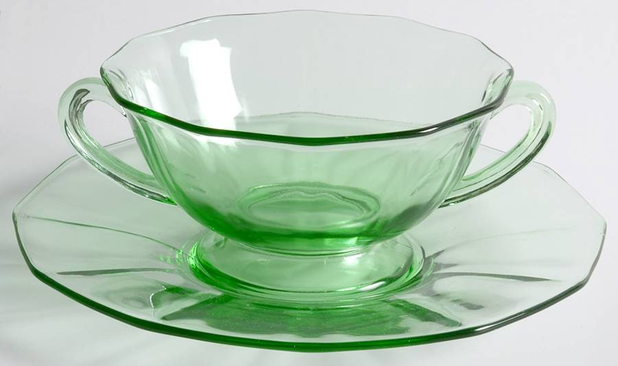 Fairfax Green (line 2375) Cream Soup & Saucer Set by Fostoria-1