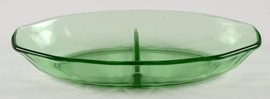 Fairfax Green (line 2375) 8" Oval 2 Part Relish by Fostoria-1