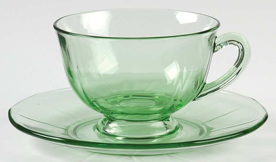 Fairfax Green (line 2375) Footed Cup & Saucer Set by Fostoria-1