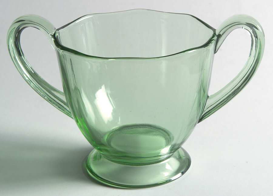 Fairfax Green (line 2375) Footed Open Sugar by Fostoria-1