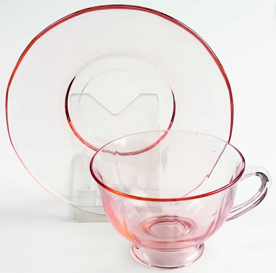 Fairfax Pink (Rose, Line 2375) Footed Cup & Saucer Set by Fostoria-1