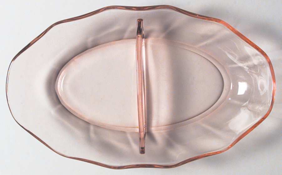 Fairfax Pink (Rose, Line 2375) 8" Oval 2 Part Relish by Fostoria-1