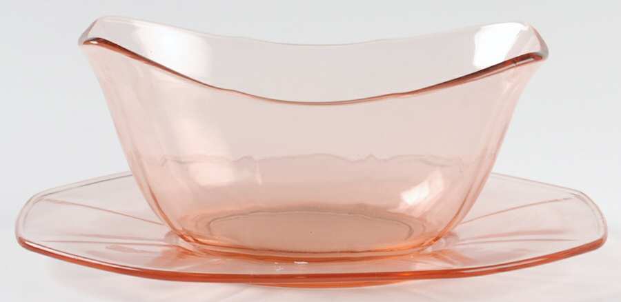 Fairfax Pink (Rose, Line 2375) Sauce Boat with Underplate by Fostoria-1
