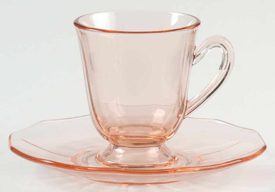 Fairfax Pink (Rose, Line 2375) Demitasse Cup & Saucer Set by Fostoria-1