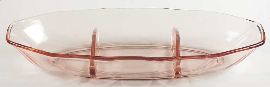 Fairfax Pink (Rose, Line 2375) 12" Oval 3 Part Relish by Fostoria-1