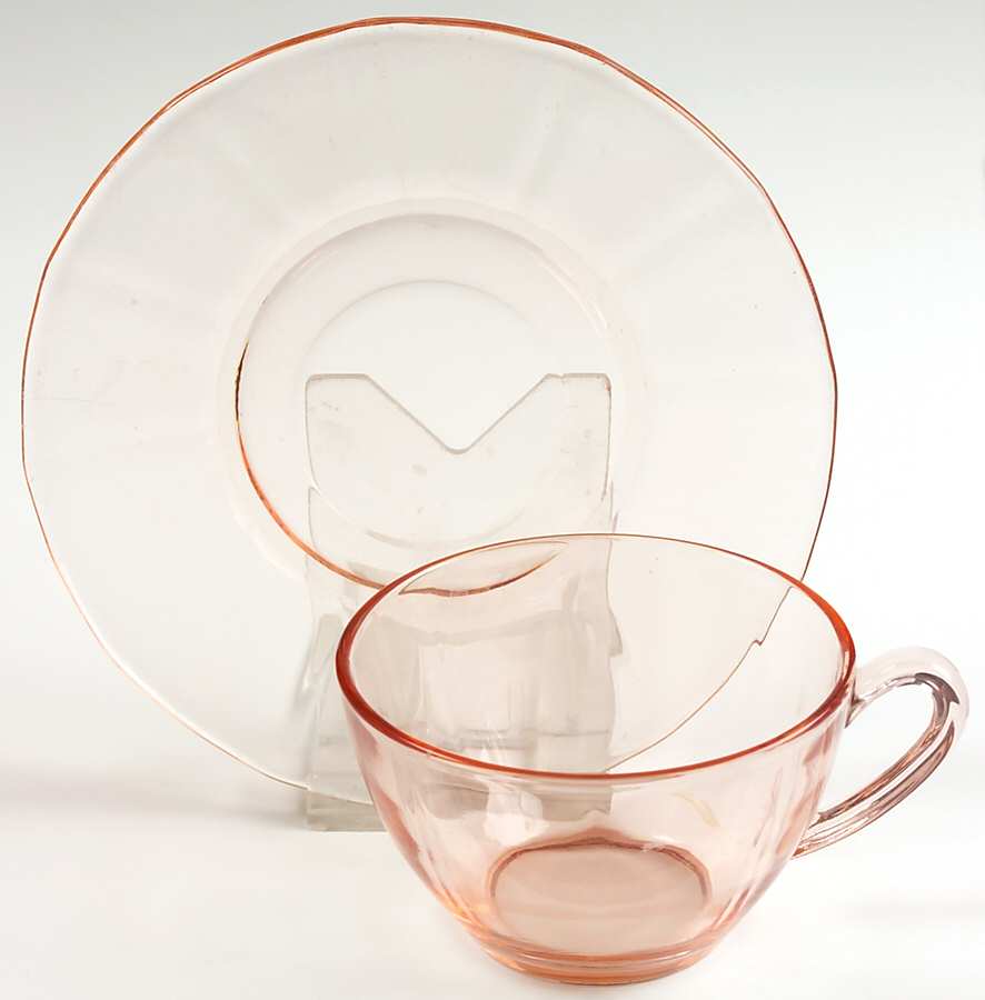 Fairfax Pink (Rose, Line 2375) Cup & Saucer Set by Fostoria-1