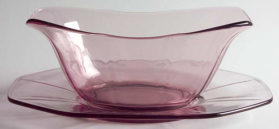 Fairfax Orchid (Purple, Line 2375)) Sauce Boat with Underplate by Fostoria-1