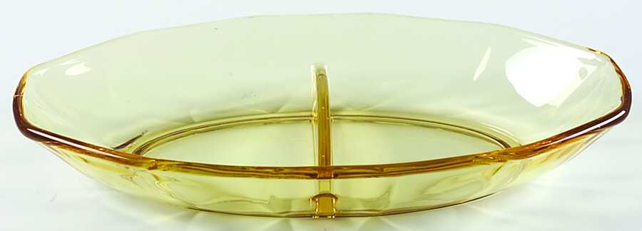 Fairfax Topaz (Yellow, Line 2375) 8" Oval 2 Part Relish by Fostoria-1