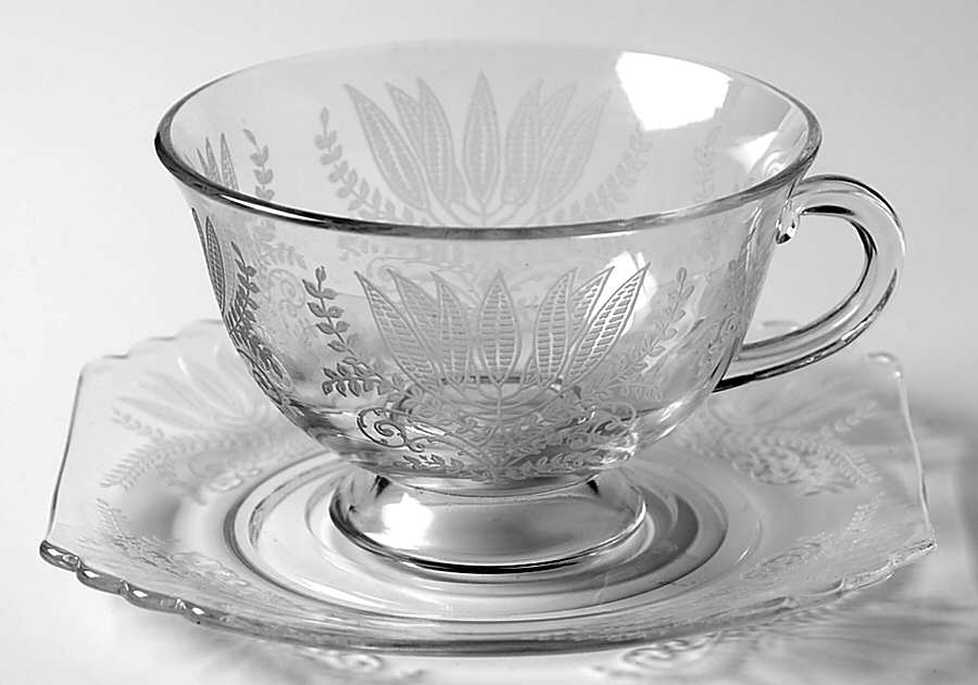 Fern (Clear Base) Stem #4020 Cup & Saucer Set by Fostoria-1