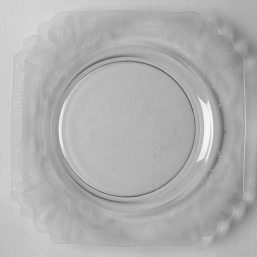 Fern (Clear Base) Stem #4020 Square Luncheon Plate by Fostoria-1