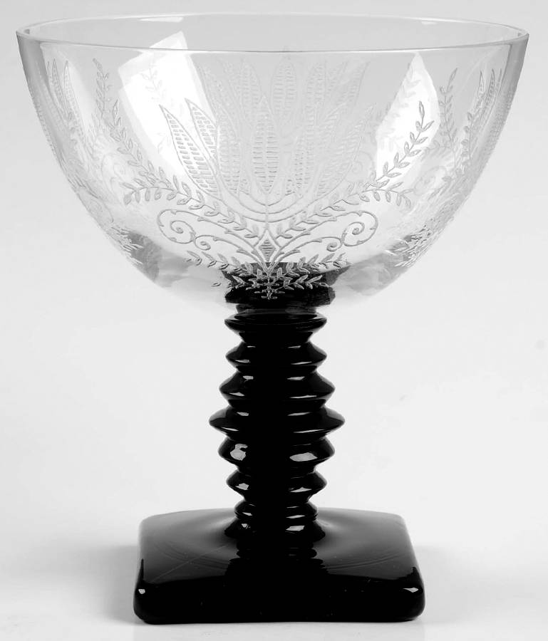 Fern (Black Base) Stem #4020 Champagne/Tall Sherbet by Fostoria-1