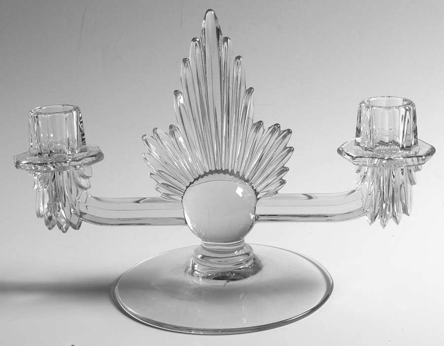Flame Clear Double Light Candlestick by Fostoria-1