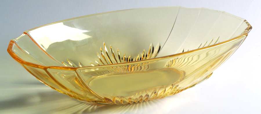 Flame Topaz (Yellow) Oval Bowl by Fostoria-1