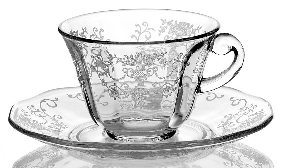 Florentine Clear (Stem 6005, Etch 311) Cup & Saucer Set by Fostoria-1